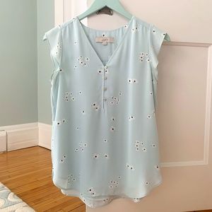 Loft Floral Shell Top, Minty Blue, XS